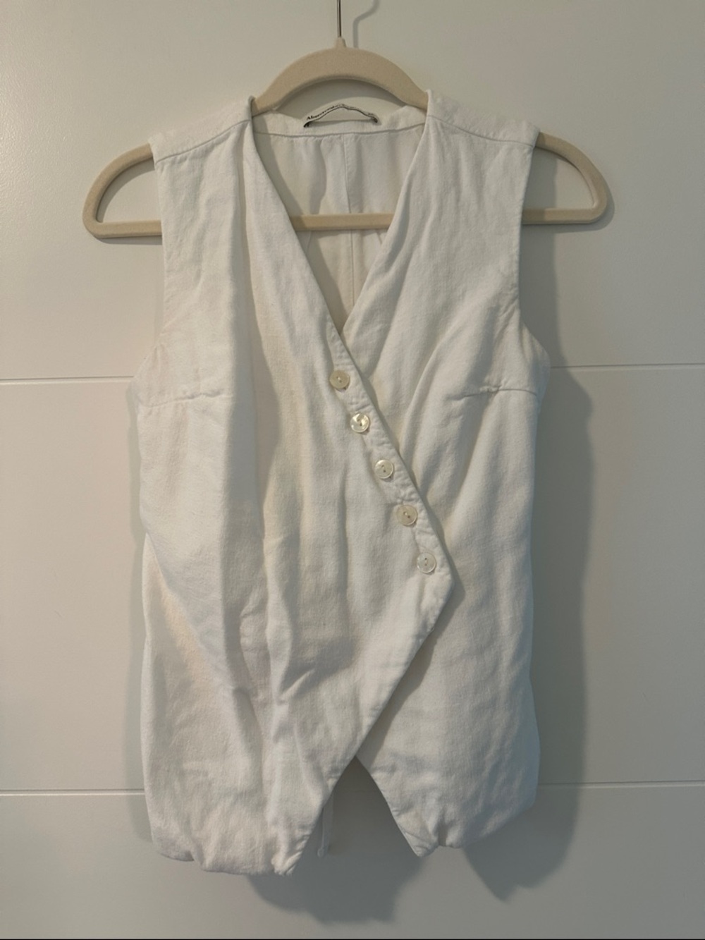 Abercrombie & Fitch linen Sleeveless White Wrap Button Front Top